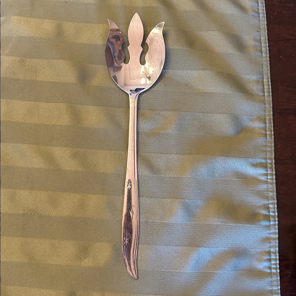 Nasco Trident serving fork atomic 3 star pattern mid century modern